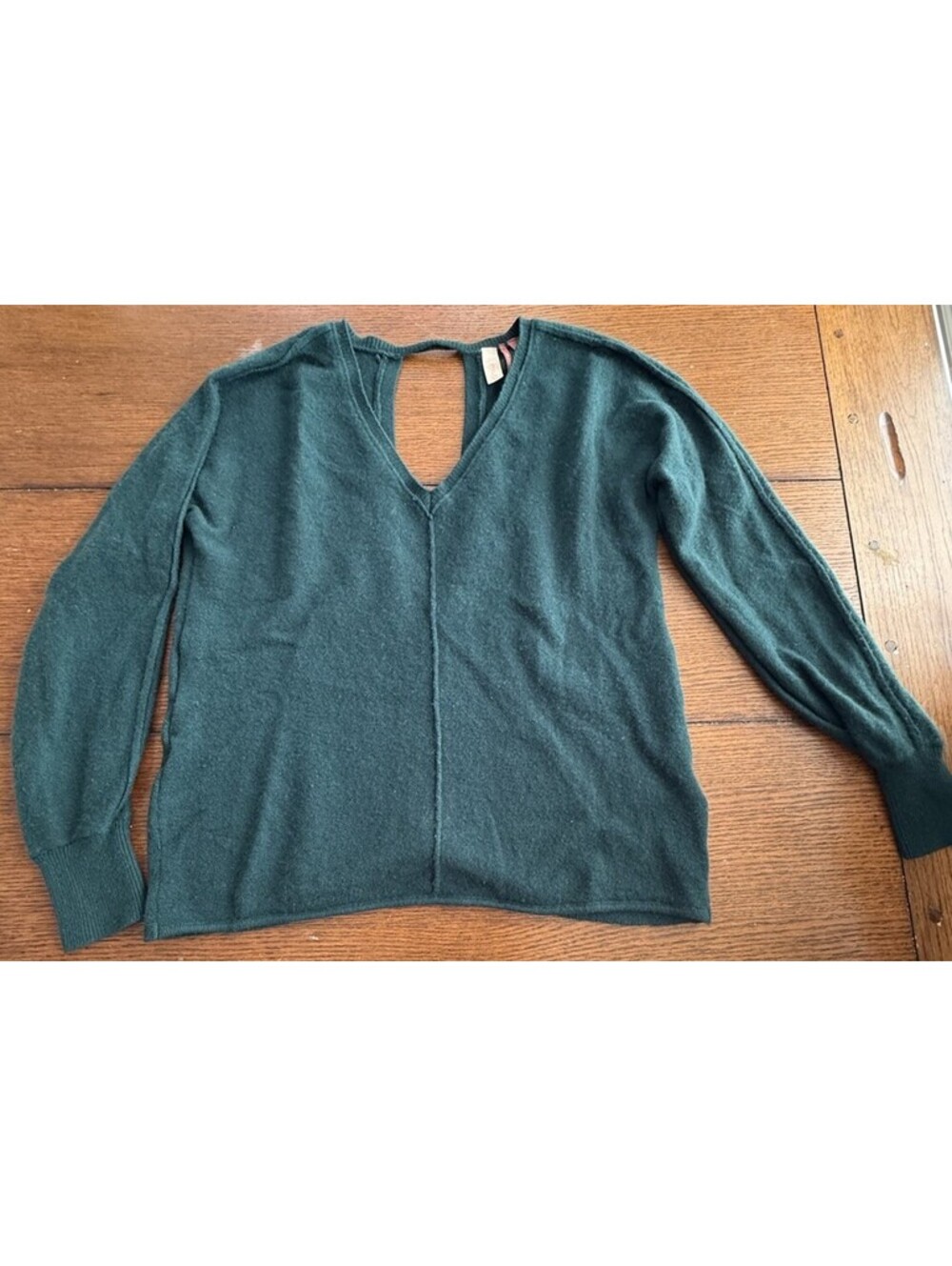 Pilcro Anthropologie 100% Cashmere Dark Green XS Sweater Cutout/keyhole Back